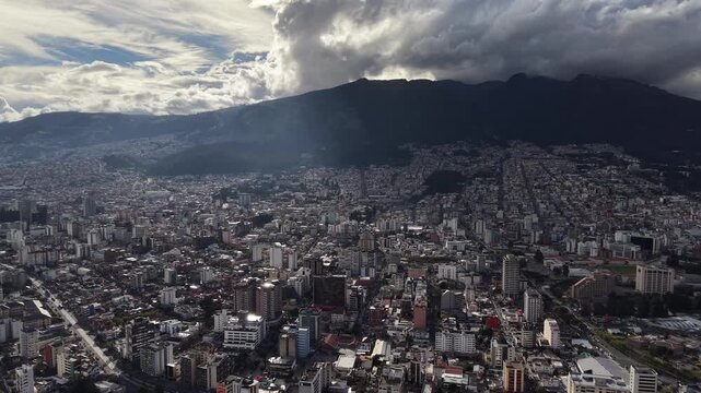 Aerial View of El Panecillo Virgen de Quito Statue Overlooking Quito Ecuador 02