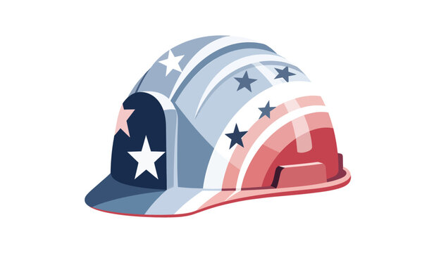 Hard hat with american flag stars and stripes for labor day and patriotic holiday