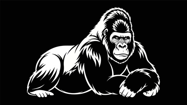 Gorilla silhouette on black background