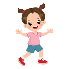 Fototapeta premium Cute little girl vector cartoon illustration