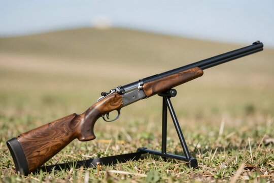 Classic Shotgun on Grass - Hunting, Shooting, Outdoors