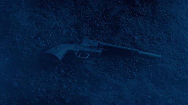 Cowboy Gun On The Ground After Gunfight In The Dark