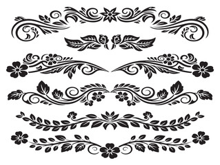 Fototapeta premium Versatile floral borders set silhouette with multiple decorative edge options