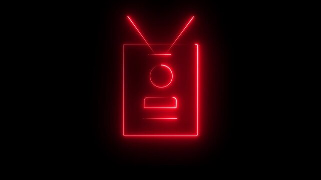 neon Employee badge ui icon white line animation. Essential customizable security tool. Access control ID. Personal pass animated user interface element on . Neon effect, linear and alpha channel.