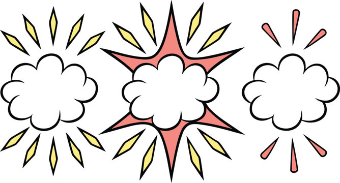 Manga style explosion and shockwave with clouds comic