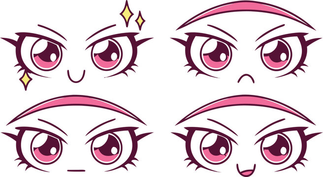 Pink manga style anime eyes expressions manga eyes pink eyes cartoon eyes