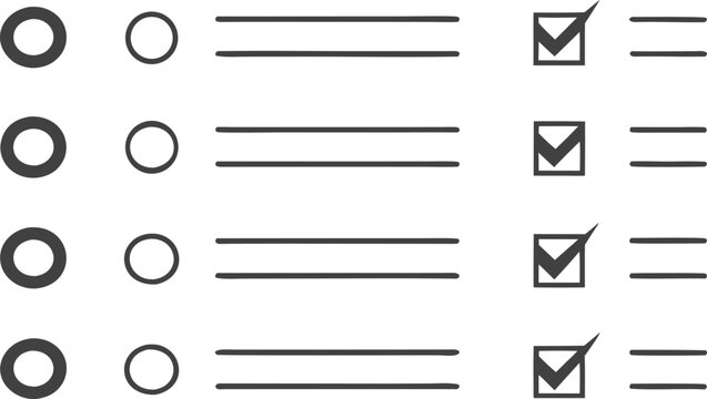 Checklist with circles and lines checkboxes ticks