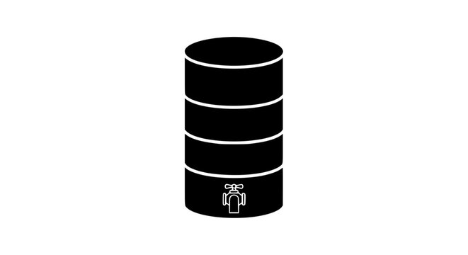 Water tank with tap black white icon