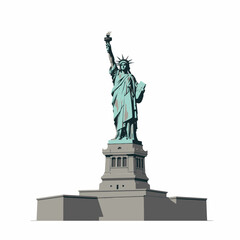 Fototapeta premium Iconic Statue Holding Torch on Pedestal, a Symbol of Freedom and Enlightenment in Historical and Cultural Context with Lady Figure in Robe