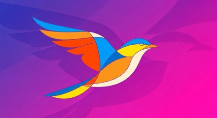 Fototapeta premium Geometric Flying Bird Vector Art – Vibrant Stylized Bird Illustration for Modern Branding and Logo Design