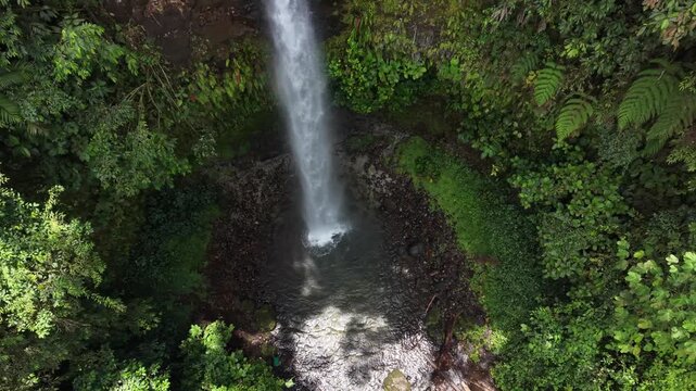 Aerial View of Hola Vida Waterfall in Ecuador Tropical Rainforest 02