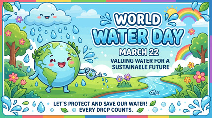 Naklejka premium World Water Day Sustainable Future Concept.