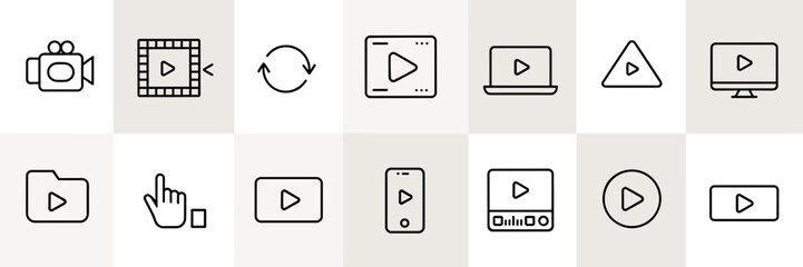 Fototapeta premium Media Player Control Icons Set – Video Playback Buttons and Interface Symbols Vector