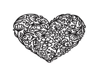 Stunning floral heart silhouette for love themed and wedding artwork © Saad