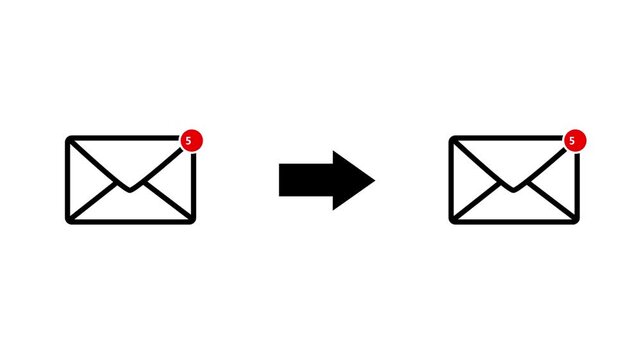 Email inbox progression: from unread to read with notification badges