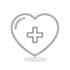 Obraz premium Minimalist outline heart with a plus sign symbolizing health and medical care