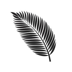 Fototapeta premium Stylized Black Palm Frond Silhouette on White Background