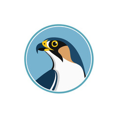 Obraz premium Stylized Raptor Bird in Circle on Light Blue Background Minimalist Design