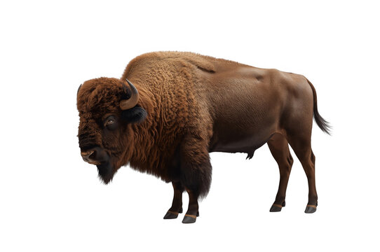 American bison standing, wild mammal, transparent background