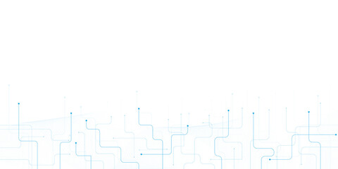 Obraz premium Abstract technology circuit board background, blue digital line art pattern, futuristic electronic data connection vector illustration.