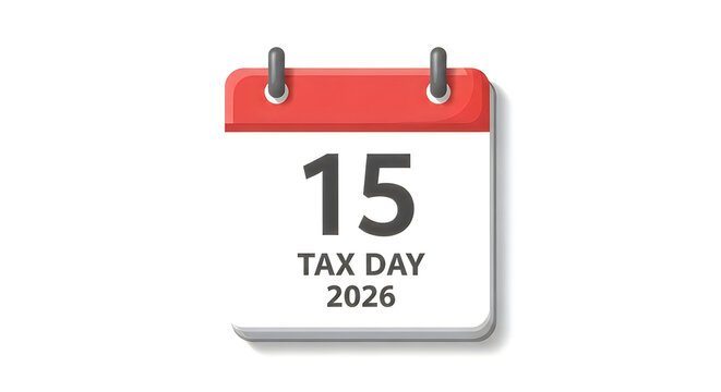 Tax Day 2026 calendar page with date April 15th