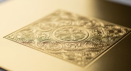 Fototapeta premium Close-up of intricate embossed gold pattern on luxury surface