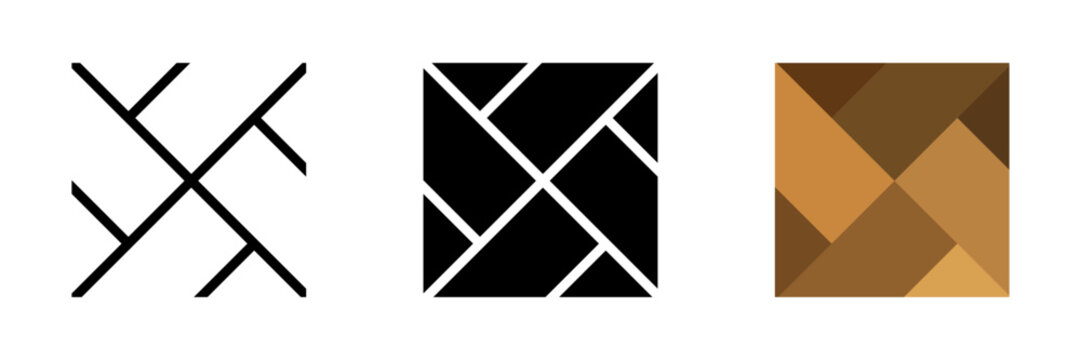 Wood parquet icon, floor tile background