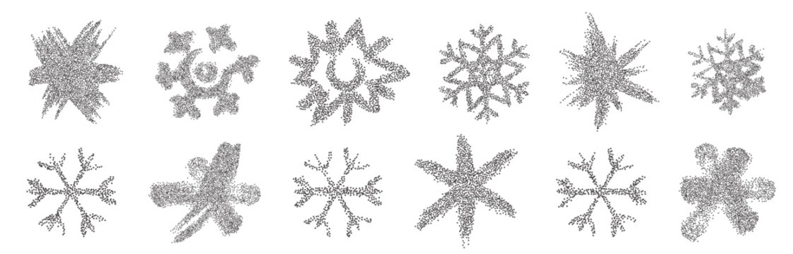 Grunge halftone snow flake icon vector spray snow flake