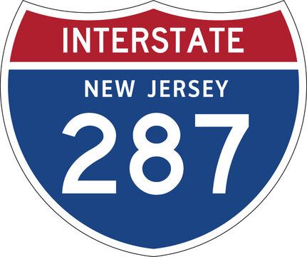 Interstate 287 New Jersey NJ I-287 US Interstate Highway Route Shield Badge Vector
