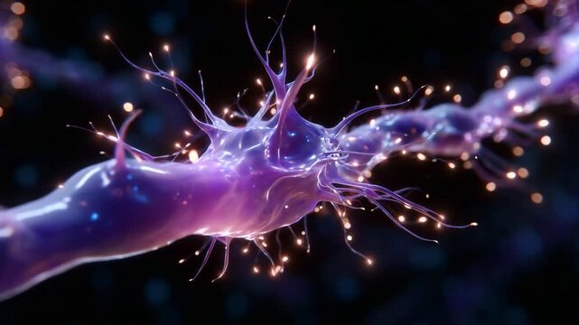 Intricate Details of a Neuron: Captivating Representation of Neural Connections and Their Vibrant Structure in a Colorful Microscopic World