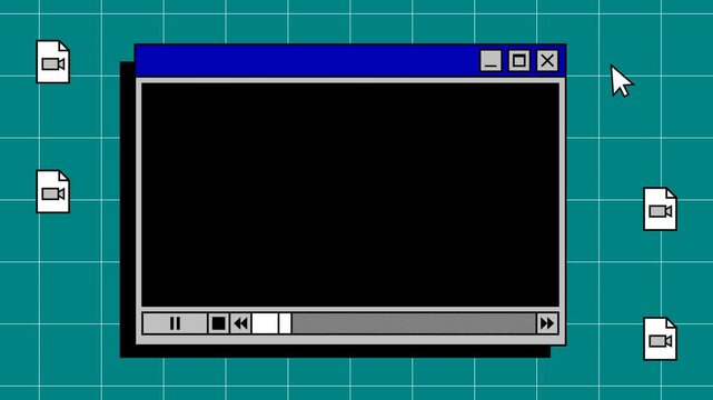 Retro Computer Video Player Interface with Alpha Channel &ndash; Classic Desktop UI Animation