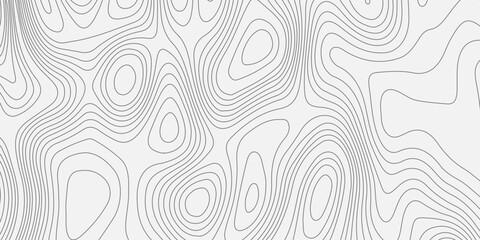 Grey topographic map contour lines on white background. Abstract geographic map pattern. Vector elevation terrain relief. © Creative Lis