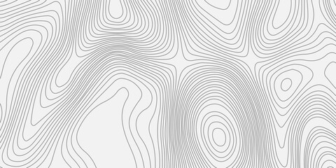 Grey topographic map contour lines on white background. Abstract geographic map pattern. Vector elevation terrain relief. © Creative Lis