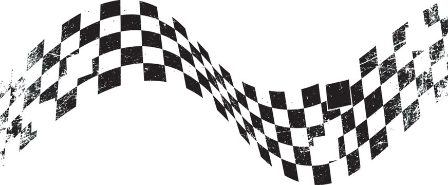 Abstract racing background with grunge texture, Waving checkered flag, dynamic sports racing element with grunge effect for victory celebration