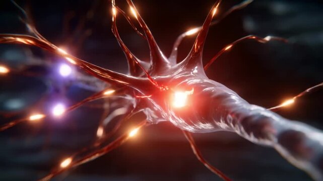 An Up-Close Look at a Neuron: Exploring the Intricate Structure and Function of Nerve Cells Through Two Frames Capturing Their Electric Activity.