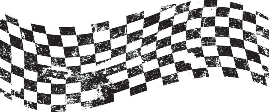 Abstract racing background with grunge texture, Distressed checkered flag waving,