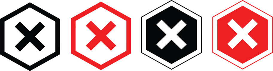 Obraz premium Vector x marks icons in various colors and outlines