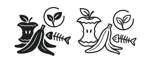 organic waste recycling icon, food compost and biodegradable disposal vector symbol, eco sustainability and sorting line illustration on transparent background © Ярослав Дацко