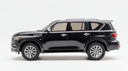 Obraz premium Luxury black SUV showcased in a clean studio shot for automotive catalog presentation and dealership display