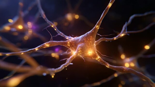 Stunning Visualization of Neurons Illuminated by Complex Synaptic Connections in a High-Detail Digital Rendering Featuring Vibrant Colors and Intricate Structures