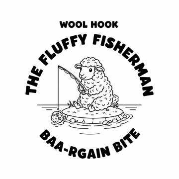 Sheep fishing on a floating platform.