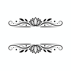 Fototapeta premium An black swirl pattern forms a decorative divider, featuring floral motifs and delicate curls