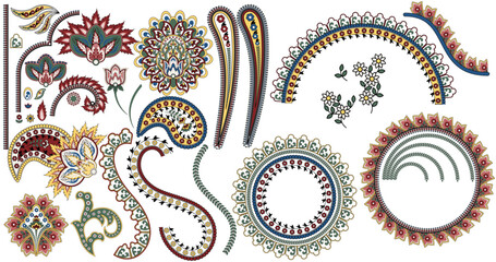 Hand draw paisley motif collection in vector. Tribal motif set © akın demirci