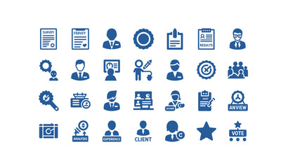 Obraz premium Business icons for analysis, survey, and review processes