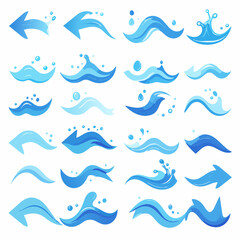 Fototapeta premium set of bkue arrow showing water splash vector,isolated on white