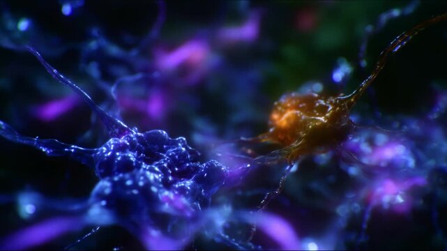 Intricate Visualization of Neuronal Activity: Dynamic Interactions Between Colorful Neurons Captured in High-Resolution Imagery for Scientific Exploration and Analysis