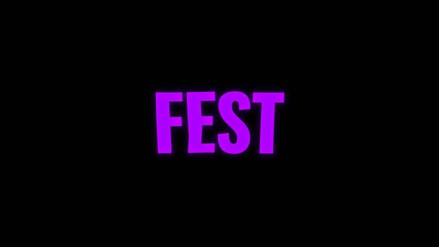 Bright neon fest text glowing in purple on a black background, representing celebration, festival energy, nightlife events, and modern