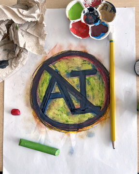 Artists Paint on Paper Against Artificial Intelligence