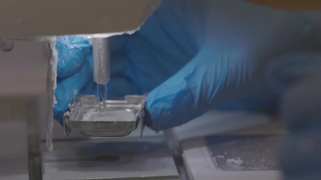Laboratory gel poured into container for biomaterial microscopy research