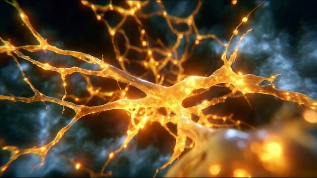 Illuminated Neuronal Structure: A Captivating Visual of Neural Connections and Activity in a Glowing, Dynamic Environment Representing Brain Functionality.